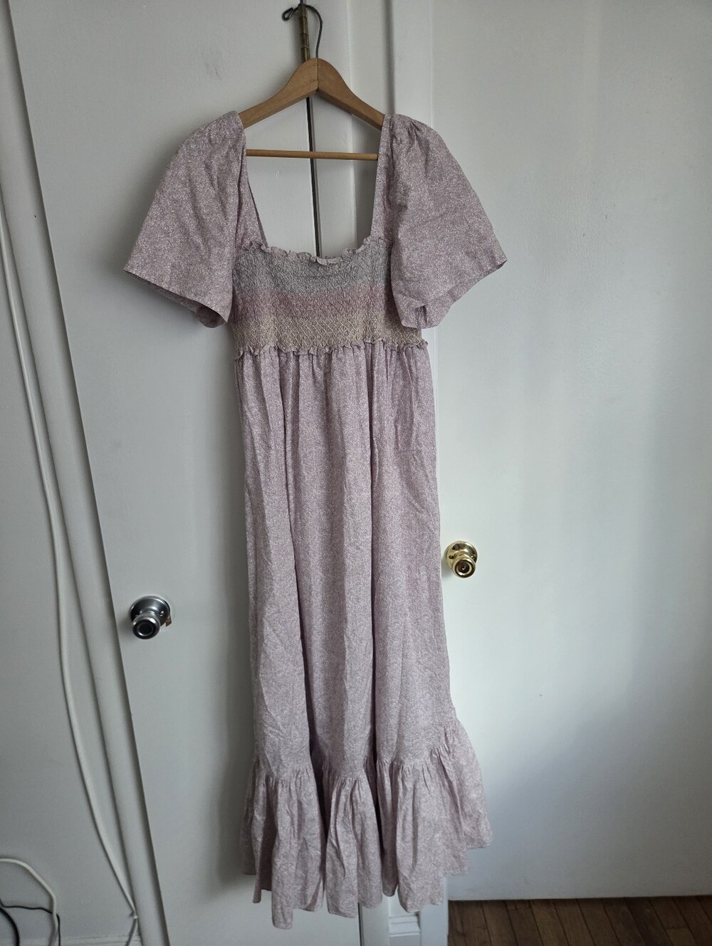 Baybala Floral Cottagecore Dainty Tiered Long Maxi Pink Cotton Dress Size Small